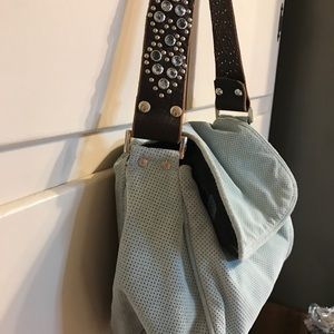 Tylie Malibu blue suede shoulder bag